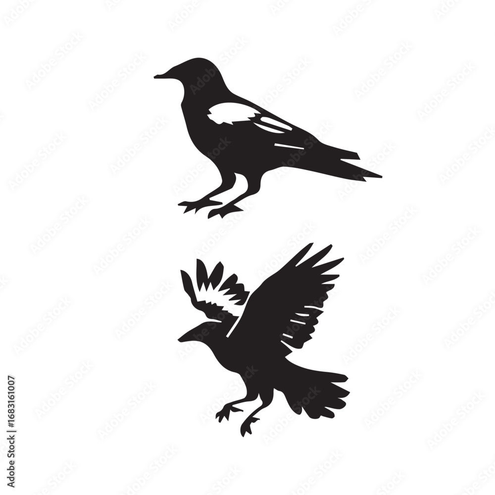 Fototapeta premium crow set silhouette tattoo,crow set silhouette png ,crow set silhouette flying ,crow set silhouette images 