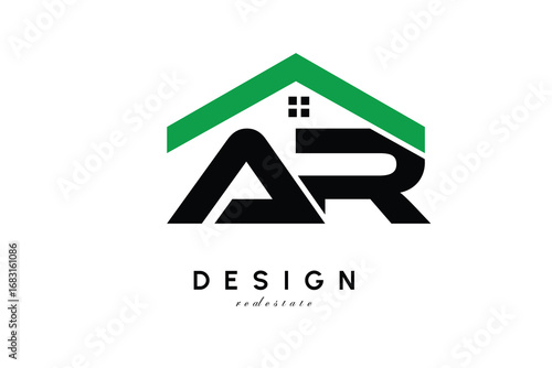 AR Letter Logo – Green Roof House Monogram for Real Estate & Home Branding