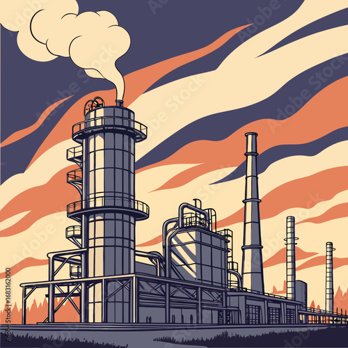 oil refinery plant in the morning