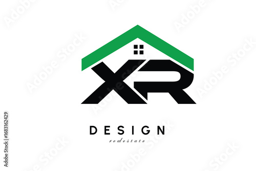 XR Letter Logo – Green Roof House Monogram for Real Estate & Home Branding