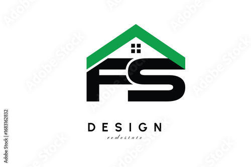 FS Letter Logo – Green Roof House Monogram for Real Estate & Home Branding