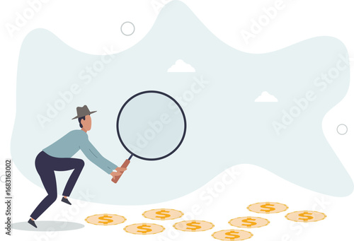 Searching for investment opportunity, financial success or salary raise, inspect way to make profit and earning concept.life and employment of people.