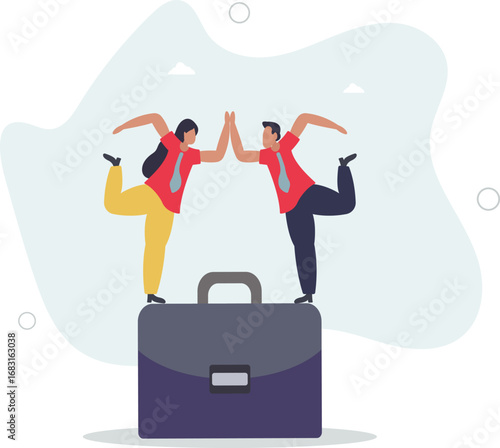 Team success winners, hi five or congratulation on business goal achievement.life and employment of people.