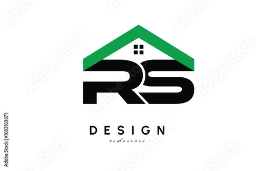 RS Letter Logo – Green Roof House Monogram for Real Estate & Home Branding