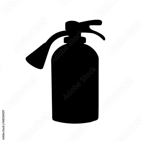 Silhouette image of a fire extinguisher in a black and white background