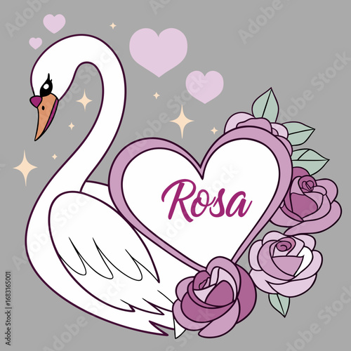 romantic card with birds and hearts vector illustration