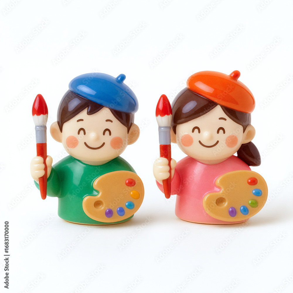 Obraz premium 絵描きの男性と女性