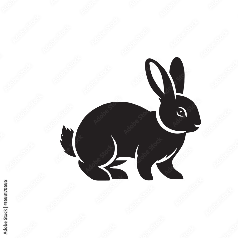 Fototapeta premium Rabbit Silhouette Vector IllustrationBlack and White Bunny Outline DesignHare Animal Silhouette Clipart