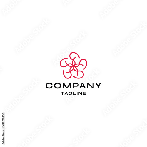 clean and modern linear design of a five-petaled flower, strongly resembling a cherry blossom logo template