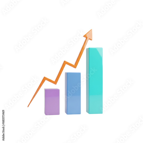 A 3D rendered illustration showing a bar chart with an upward trending arrow indicating growth. Free Download A 3D rendered illustration showing a bar chart with an upward trending arrow indicating growth. - GFXLoad