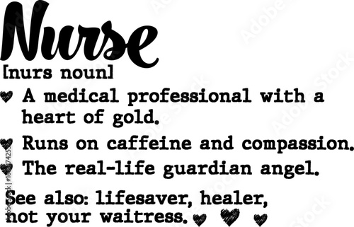 Nurse definition typography design medical professional with heart of gold thank you for healthcare