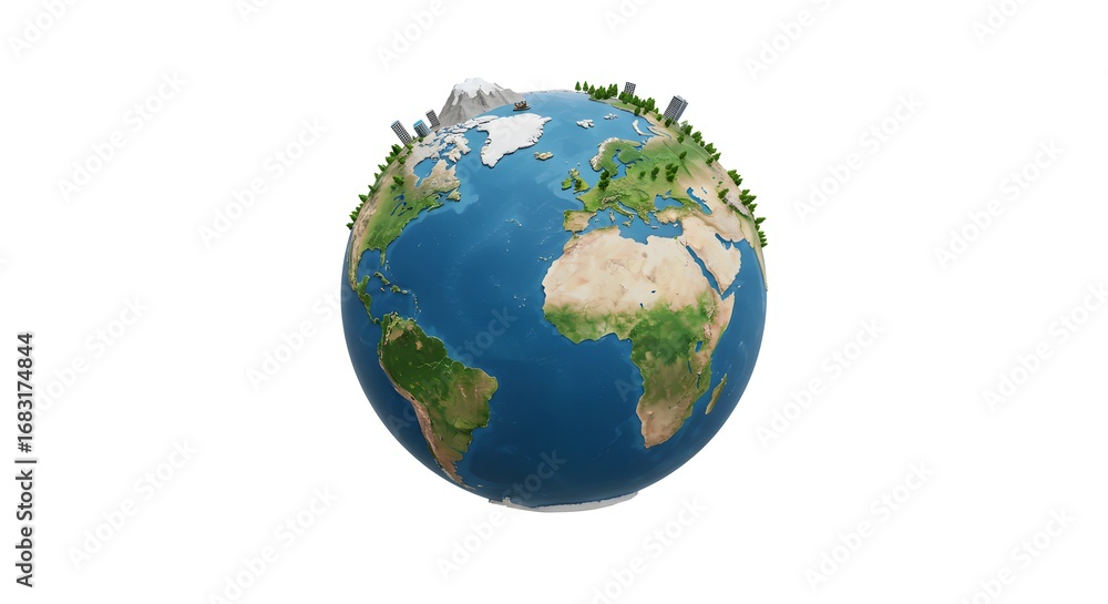 Fototapeta premium 3D Planet Earth Isolated on White Background
