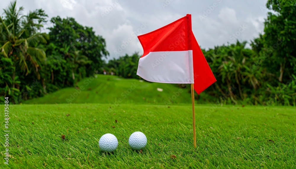 Obraz premium golf ball and flag