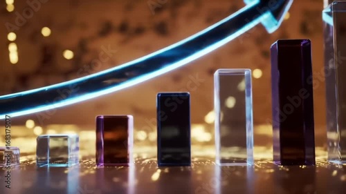 Dynamic business growth chart with glowing arrow representing success and financial gains