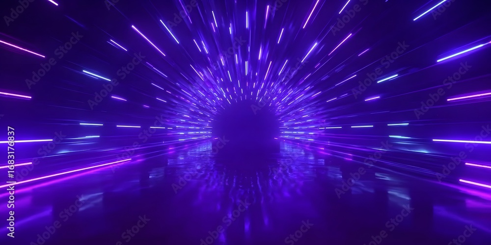 Obraz premium Abstract background with purple light, laser, and neon rays. VJ display, video wall, or dance floor with a glow effect. Digital glowing background for presentation.