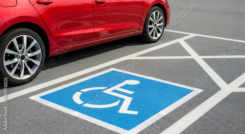Car parked illegally in a handicapped parking space outdoors