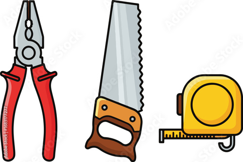 Saw and Measuring Tape Vector