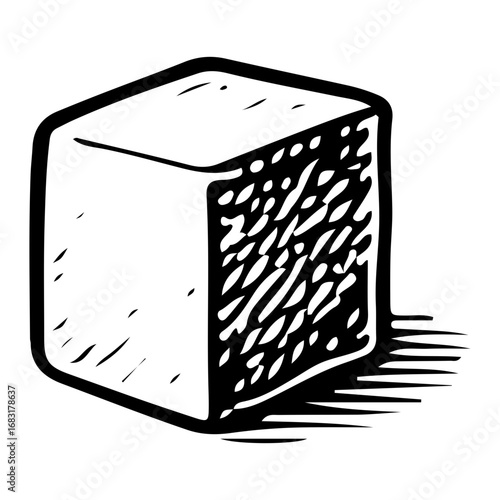 Vintage Black and White Sugar Cube Illustration for Dessert Ingredient Design