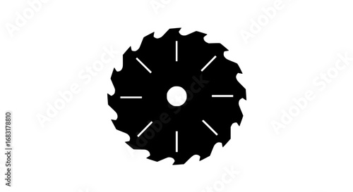 Rotating saw blade black white icon