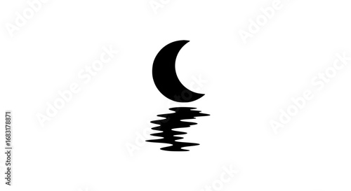 Moon reflection in water black white icon
