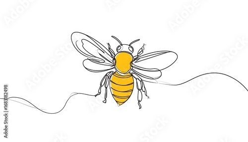 Single-line drawing of a bee