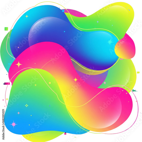 Vibrant abstract fluid shapes background. Colorful liquid blobs, modern gradient art for digital design and wallpapers.