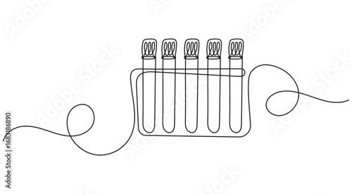 Laboratory test tubes one line. Minimalistic illustration.