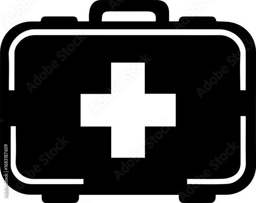 Black and white medical bag with a cross on it. The bag is designed to be used by medical professionals