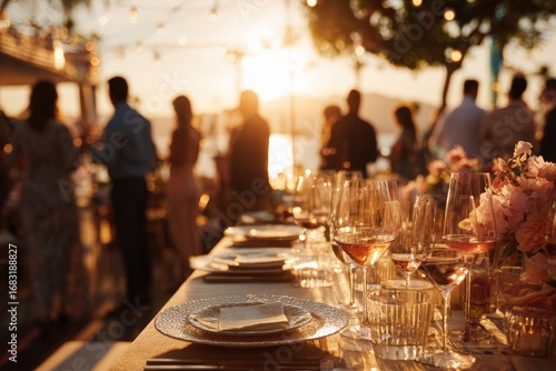 Outdoor reception at sunset