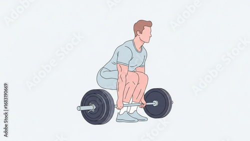 Man lifting barbell with proper form in gym for strength training and fitness, promoting healthy lifestyle and exercise routine.