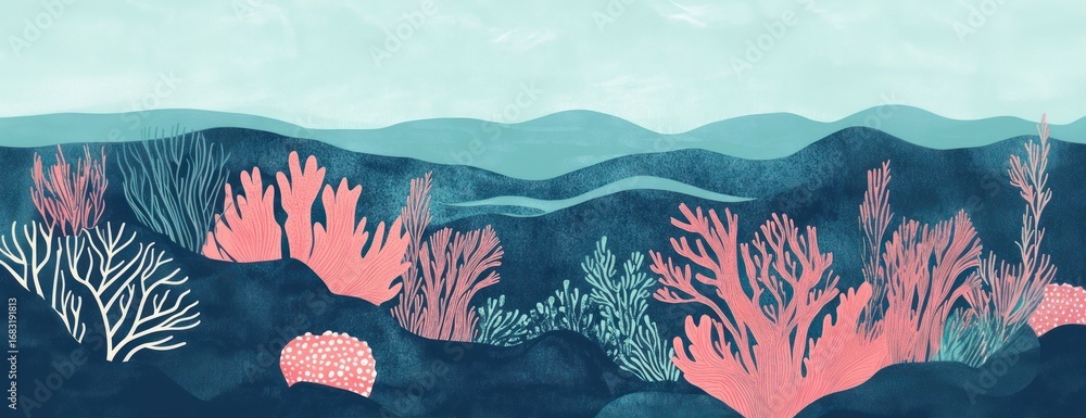 Fototapeta premium Water backdrop illustration nature ocean.