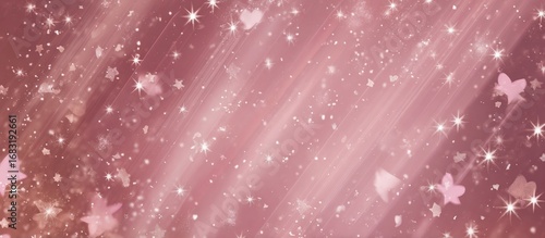 Delicate pink, glittery abstract background with light streaks