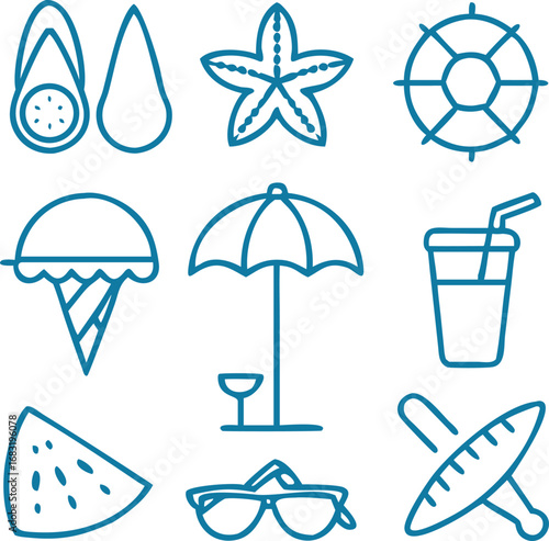 Summer vectors icon, Summer vectors set eps files