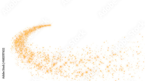 golden christmas light trail wave with gold shiny glitter stars on transparent background ,png holiday and new year isolated design element	