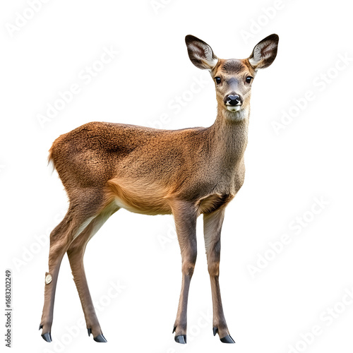 Majestic Female Roe Deer Isolated on Clean Background for Professional Design Projects