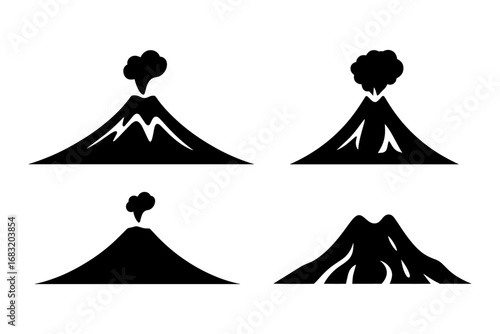 volcano silhouette in various forms 