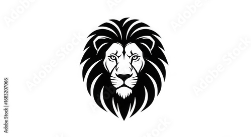 Wallpaper Mural Stylized black and white illustration of a lions head with a prominent mane, isolated on transparent background Torontodigital.ca