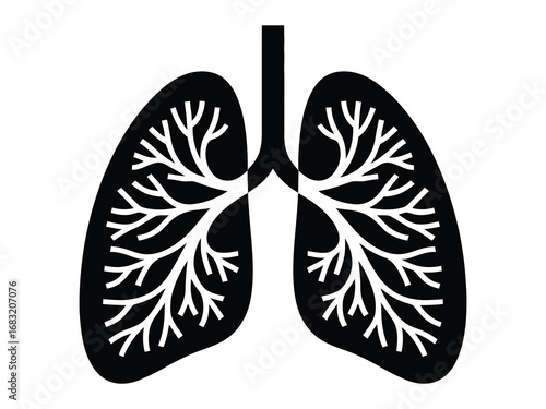Graphic representation of the respiratory system, a minimalist digital illustration of human lungs for healthcare design