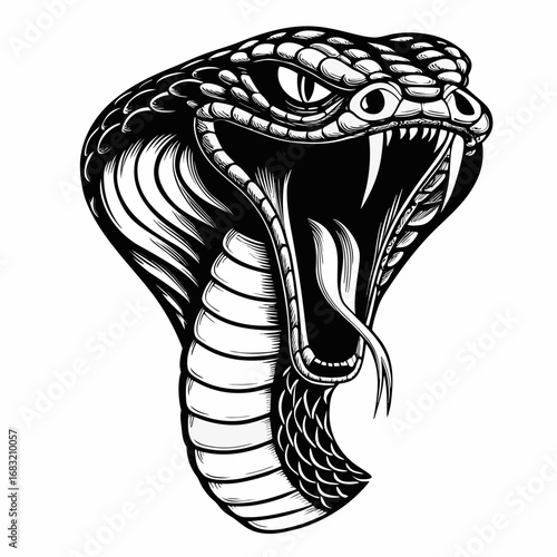 Fierce angry snake ready to attack in its natural habitat