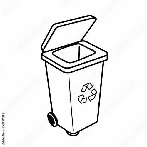 Recycle bin icon isolated on a white background with open lid