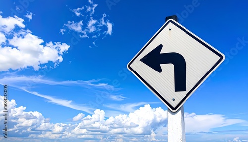 Left Turn Traffic Sign on the Highway