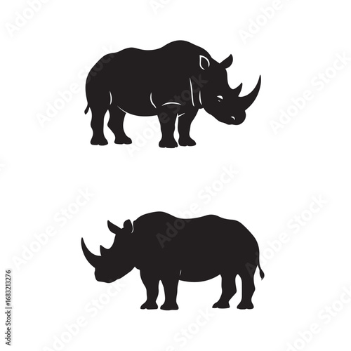 Standing Rhino Silhouette Vector Set Black and White

Wild Rhinoceros Outline Animal Collection

Rhino Silhouette Illustration Pack