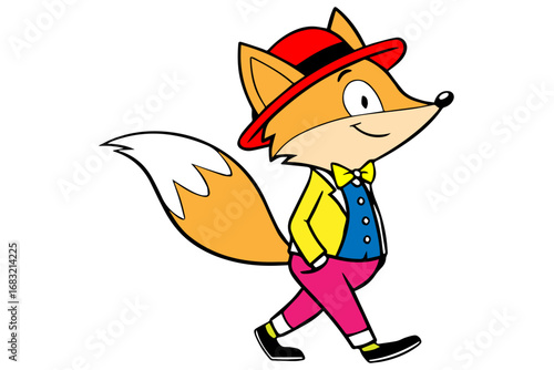 anthropomorphic funny cartoon fox silhouette