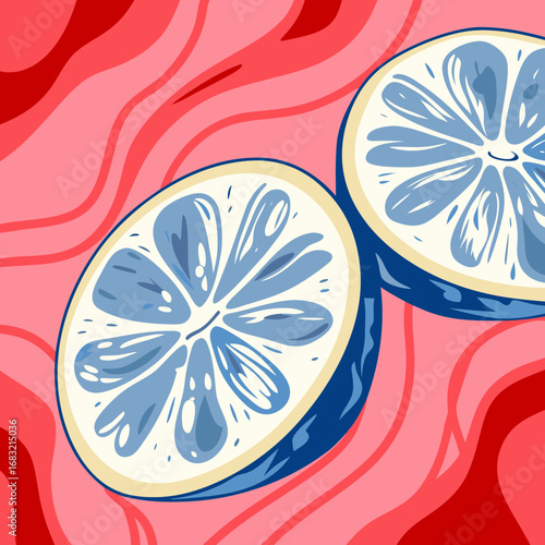 Fresh lemon halves on a bright background evoke summer vibes