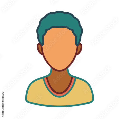 Casual American male avatar silhouette with neutral look