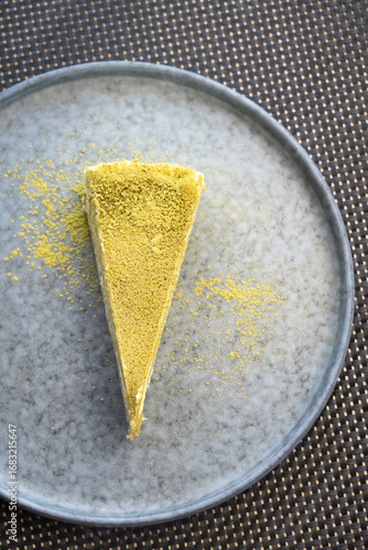 Matcha cake on a plate