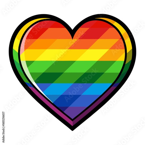 Colorful pride rainbow heart symbolizes love and inclusivity