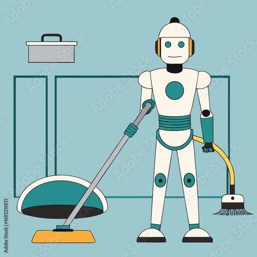 Robot efficiently vacuuming a modern home environment