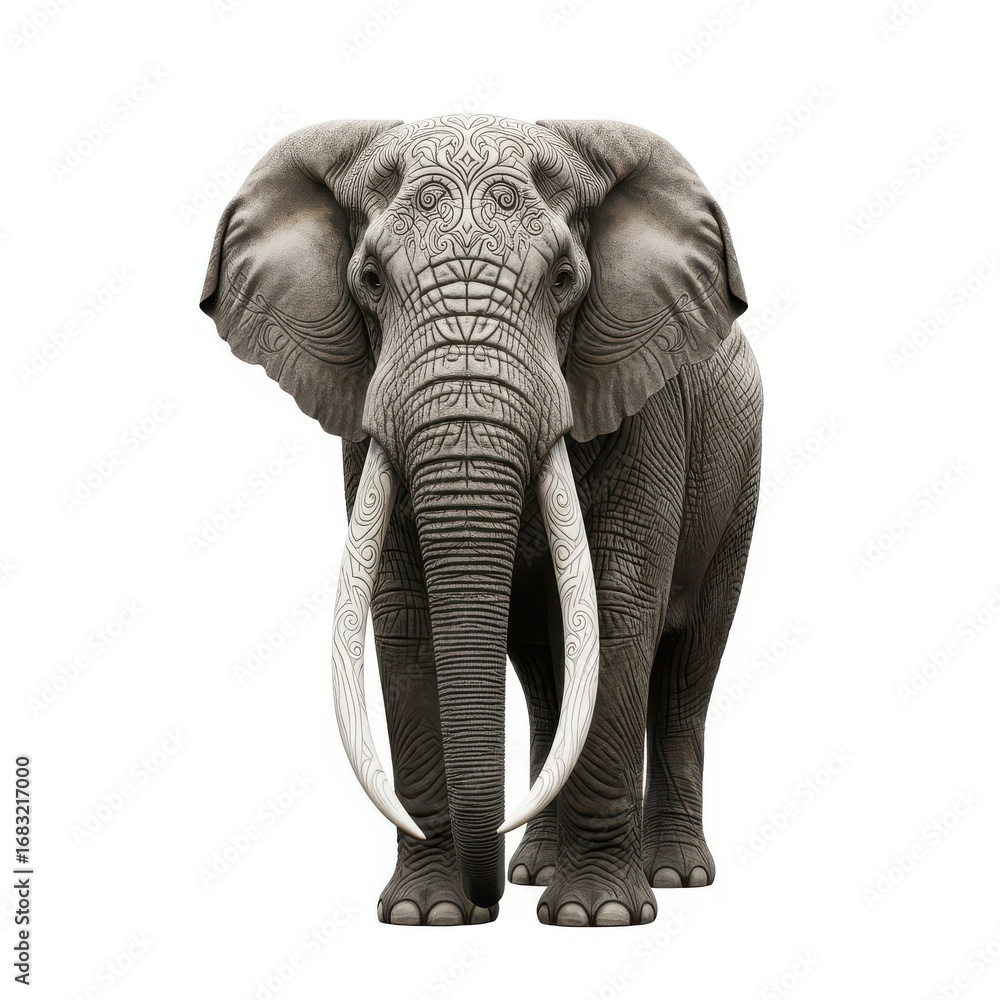 Fototapeta premium Stylized Elephant Intricate Patterns Ornate Design Majestic Animal