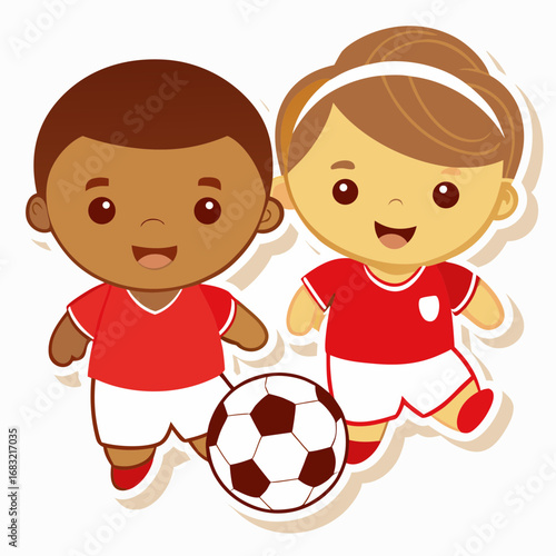 Children joyfully playing football together in the park